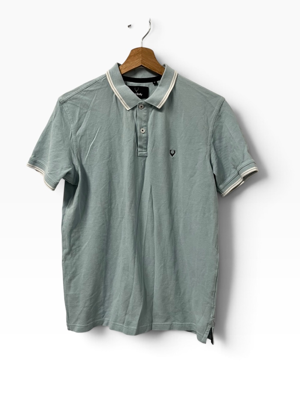 Allen Solly Polo Shirt Men’s M Blue Slim Fit Cotton Retro Preppy Logo Golf